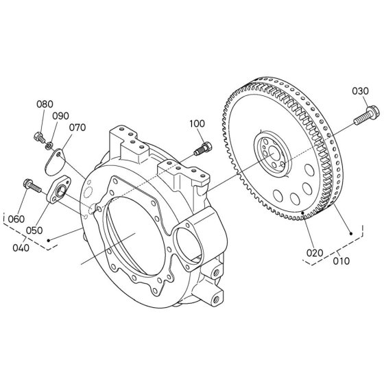 Flywheel Assembly for Kubota D1803-CR-T-E5 Engine