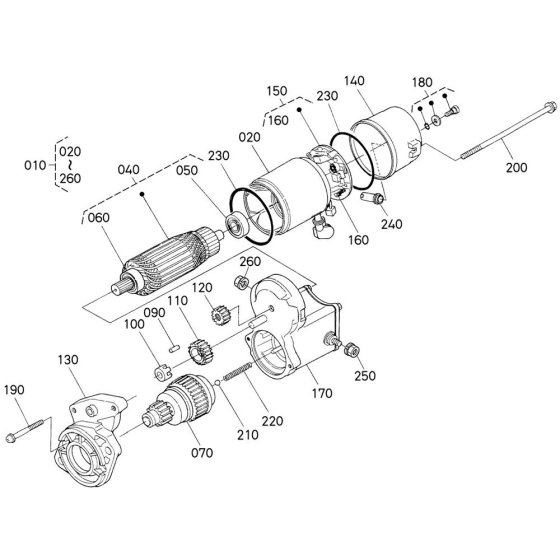 Starter Motor Assembly for Kubota D1803-CR-T-E5 Engine