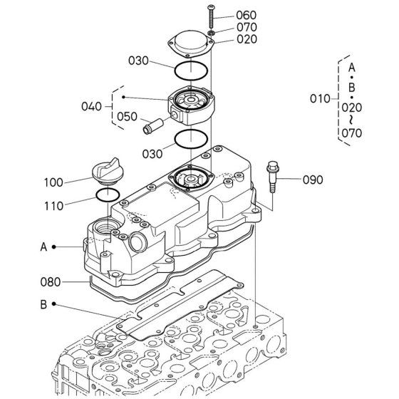Head Cover Assembly for Kubota D1803-CR-T-E5 Engine