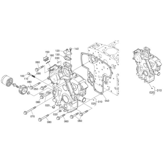 Gear Case Assembly for Kubota D1803-CR-T-E5 Engine