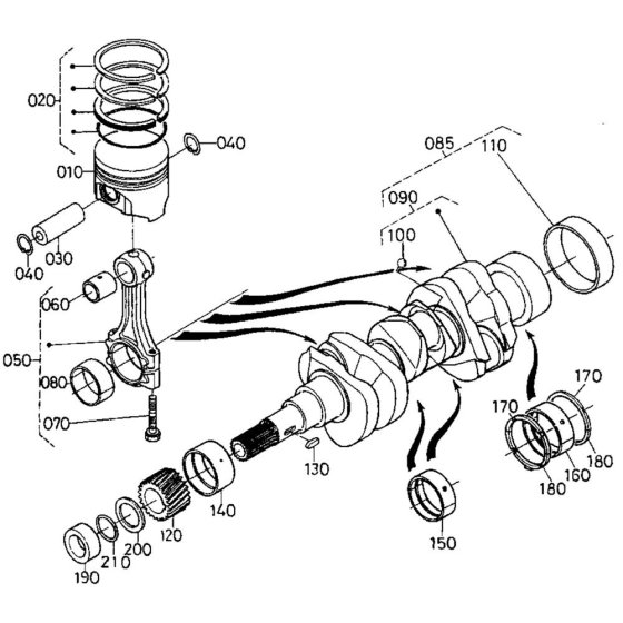 Crankshaft, Piston Assembly for Kubota D782-EB Engine