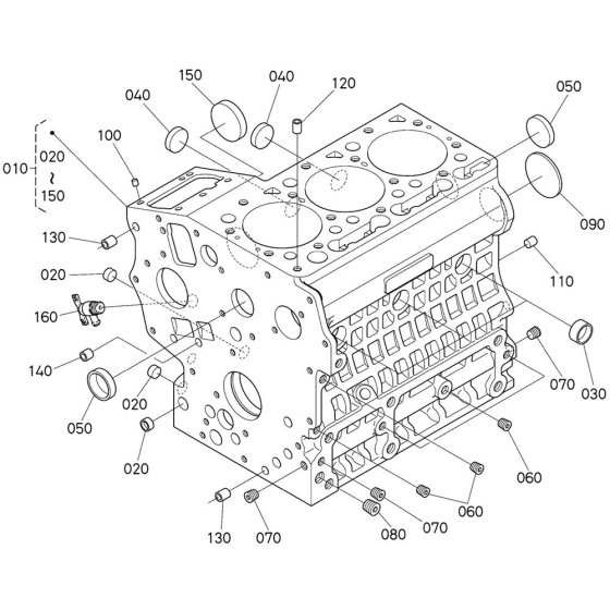 Crankcase Assembly for Kubota D902-E4B Engine