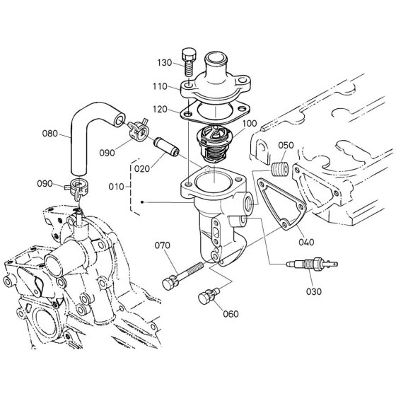 Water Flange Assembly for Kubota D902-E4B Engine
