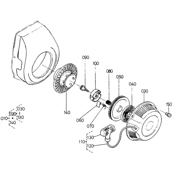 Recoil Starter Assembly for Kubota GS200 Engine