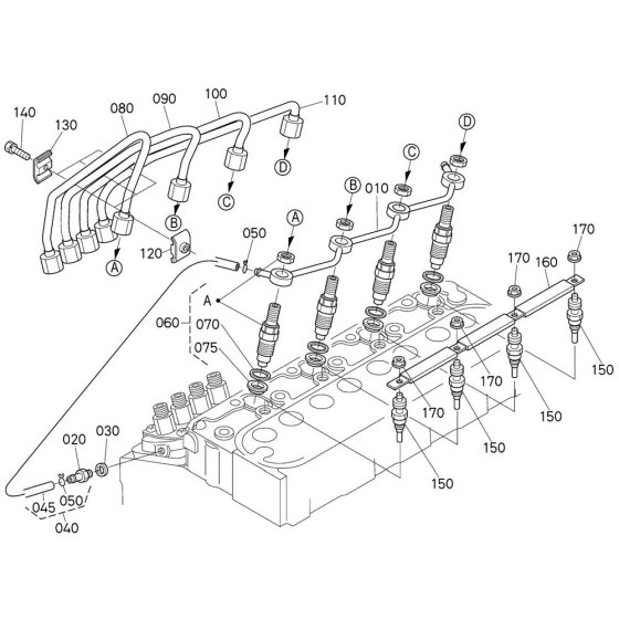 Nozzle Holder Assembly for Kubota V1505-E4B Engine