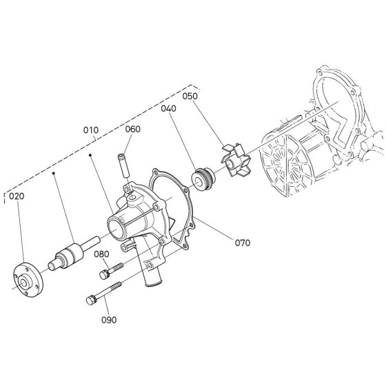 Water Pump Assembly for Kubota V1505-E4B Engine