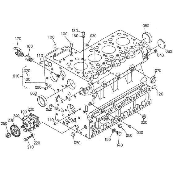 Crankcase Assembly for Kubota V2203-EB Engine