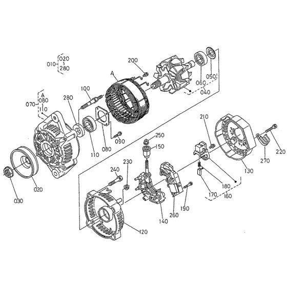 Alternator Assembly for Kubota V2203-EB Engine