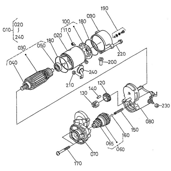 Starter Assembly for Kubota V2203-EB Engine