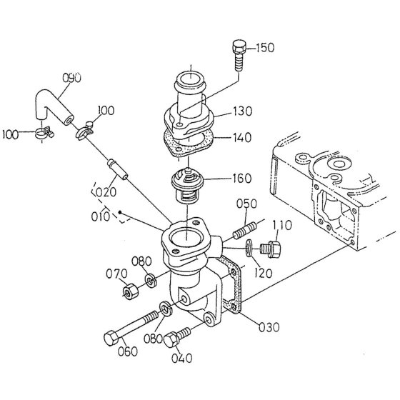 Water Flange Assembly for Kubota V2203-EB Engine
