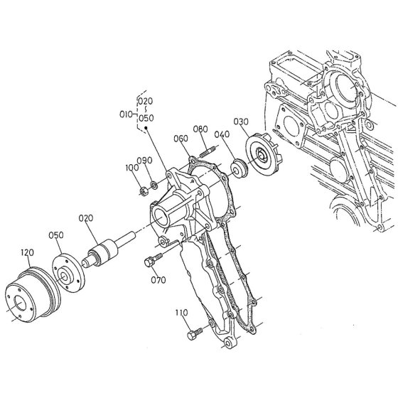 Water Pump Assembly for Kubota V2203-EB Engine