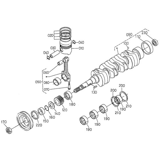 Crankshaft, Piston Assembly for Kubota V2203-EB Engine