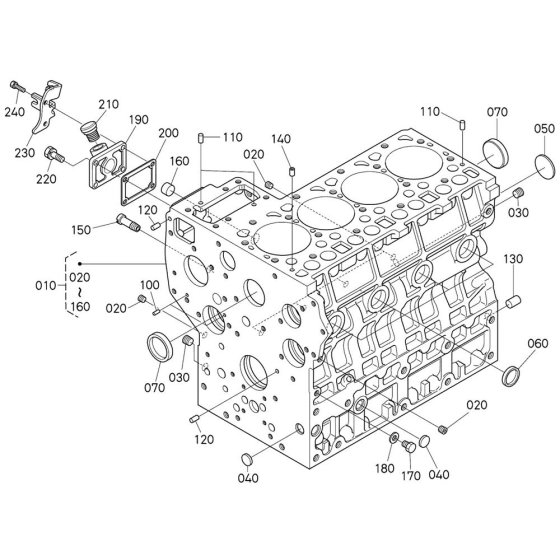 Crankcase Assembly for Kubota V2403-M-E3B Engine