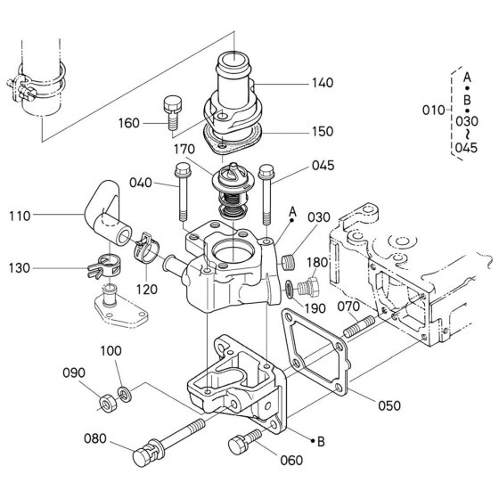 Water Flange Assembly for Kubota V2403-M-E3B Engine