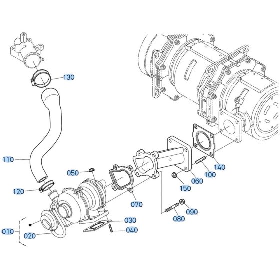 Turbocharger Assembly for Kubota V2607-CR-T-E5 Engine