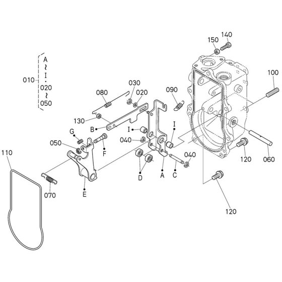 Fork Lever Assembly for Kubota V3300-T-E2B Engine