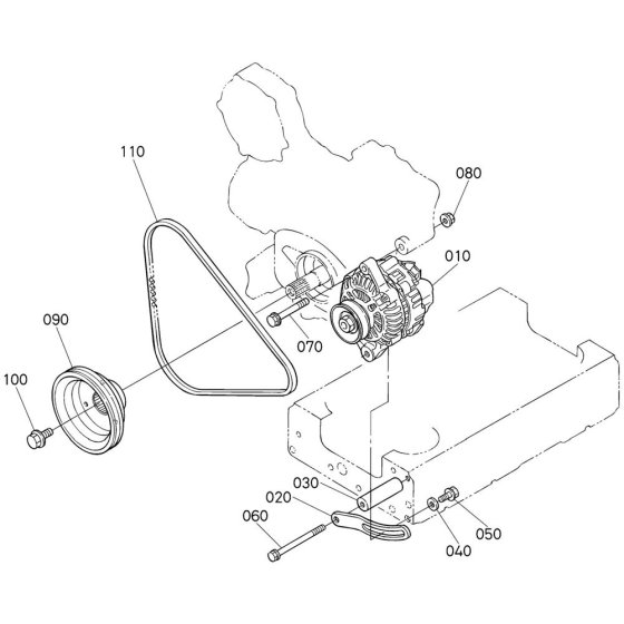 Pulley Assembly for Kubota V3300-T-E2B Engine