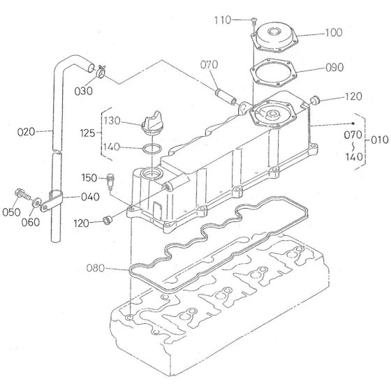 Head Cover Assembly for Kubota V3300-T-E2B Engine
