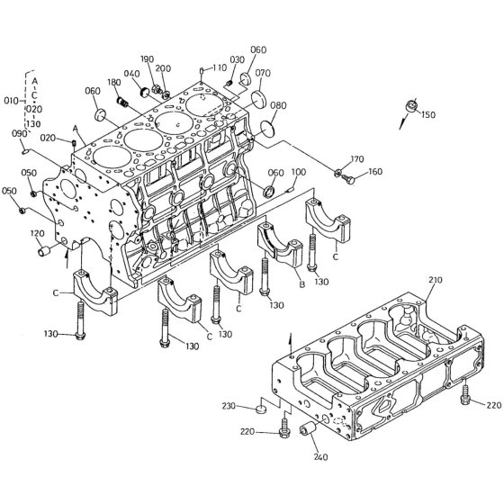 Crankcase Assembly for Kubota V3300DI-E2B Engine