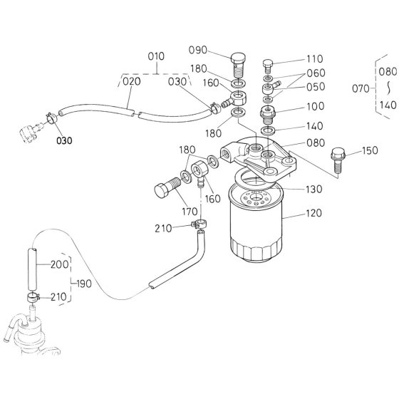 Fuel Filter Assembly for Kubota V3300DI-E2B Engine