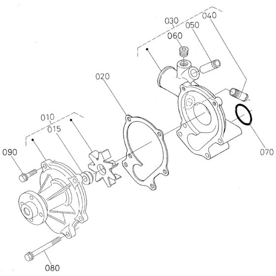 Water Pump Assembly for Kubota V3300DI-E2B Engine