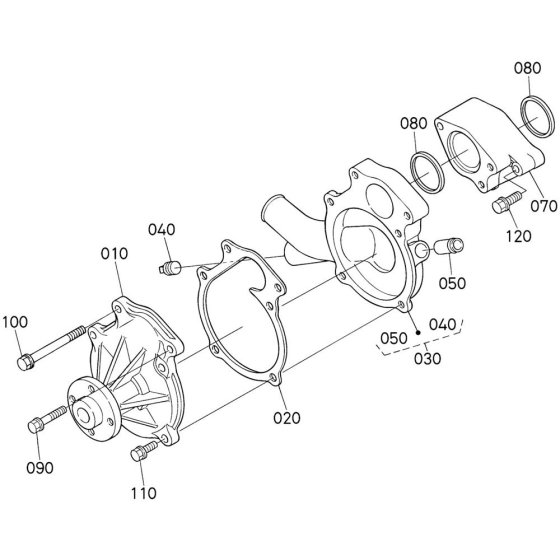 Water Pump Assembly for Kubota V3600-E3B Engine