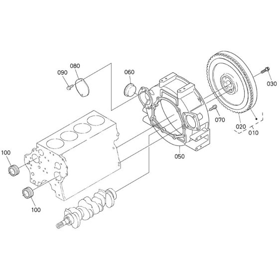 Flywheel Assembly for Kubota V3600-E3B Engine