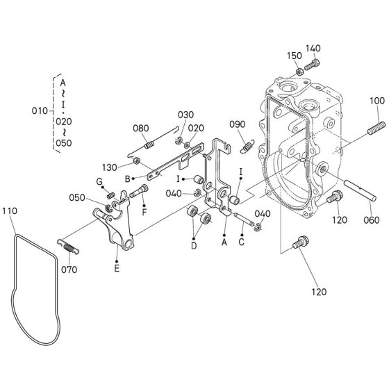 Fork Lever Assembly for Kubota V3600-T-E3CB Engine