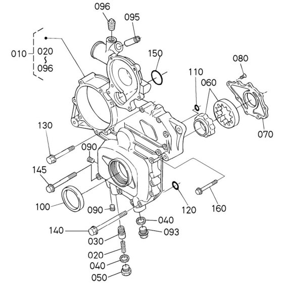 Gear Case Assembly for Kubota V3600-T-E3CB Engine