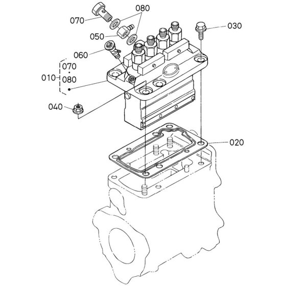 Injection Pump Assembly for Kubota V3600-T-E3CB Engine