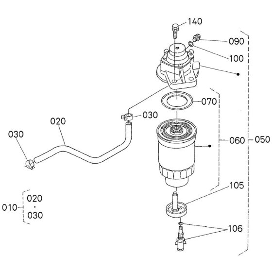 Fuel Filter Assembly for Kubota V3800DI-T-E3B Engine