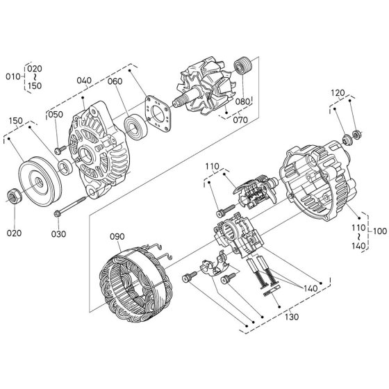 Alternator Assembly for Kubota V3800DI-T-E3B Engine