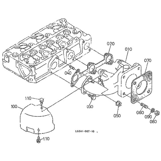 Exhaust Manifold Assembly for Kubota WG972-GL-E3 Engine