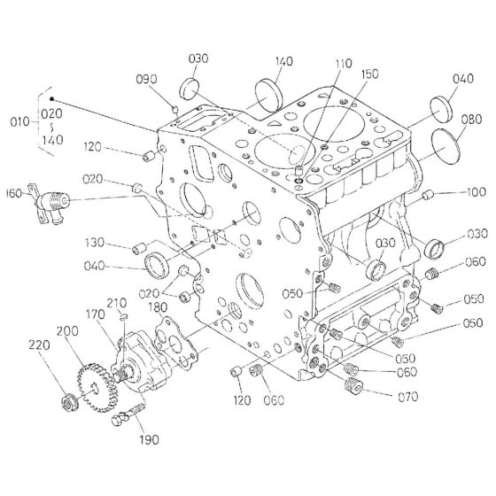 Crankcase Assembly for Kubota Z482-EB Engine