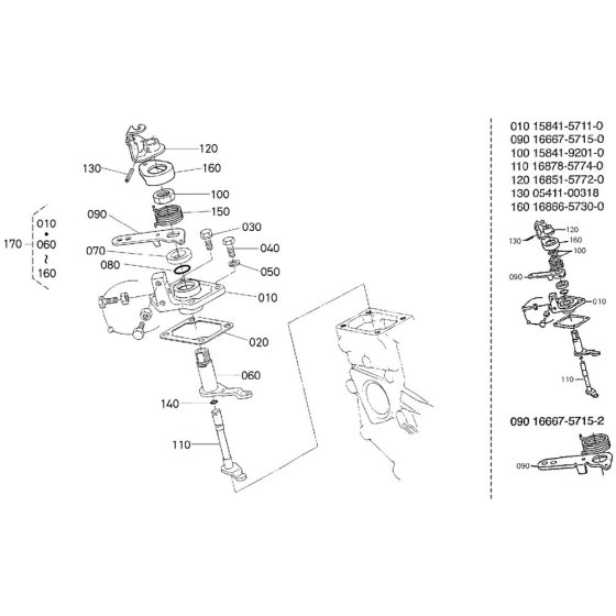 Speed Control Plate Assembly for Kubota Z482-EB Engine