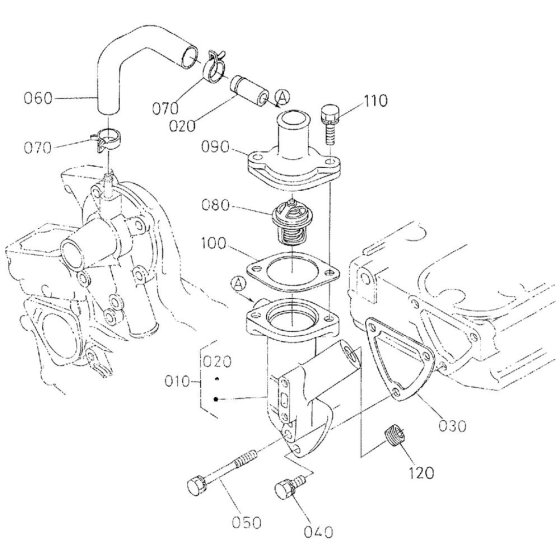 Water Flange Assembly for Kubota Z482-EB Engine