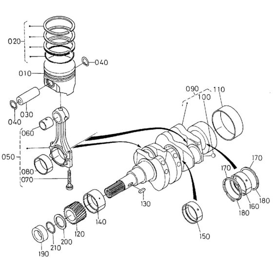 Crankshaft, Piston Assembly for Kubota Z482-EB Engine