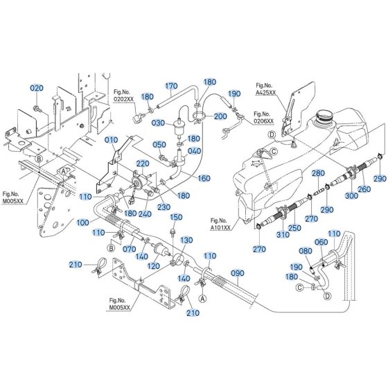 Fuel System Assembly for Kubota ZD1011 Zero-Turn Mower