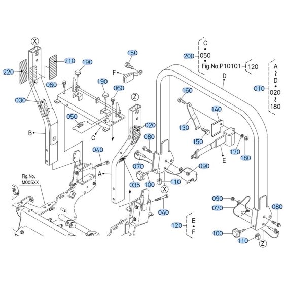 ROPS Assembly for Kubota ZD1011 Zero-Turn Mower