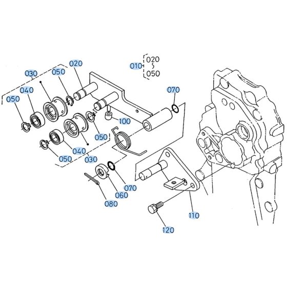 Tension Pulley Assembly for Kubota AD70 Tiller