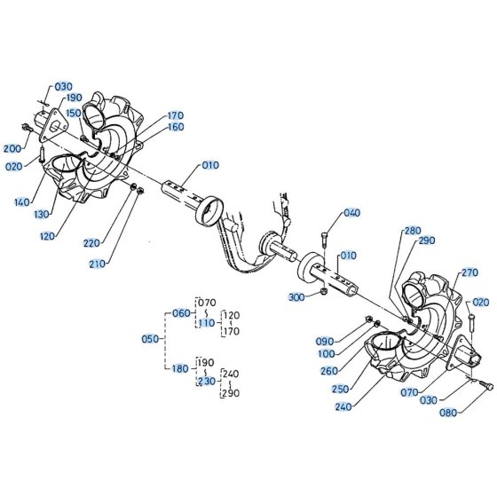 Axle, Wheel Assembly for Kubota AT70S Tiller