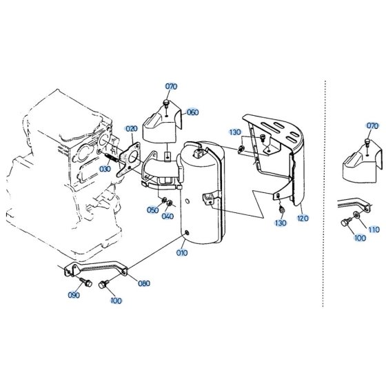 Muffler Assembly for Kubota AT70S Tiller