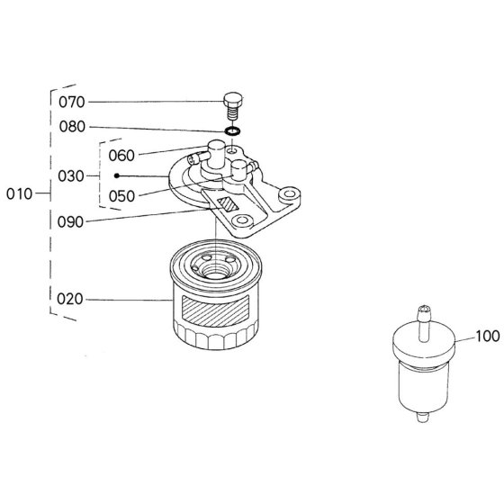 Fuel Filter Assembly for Kubota D902-E2B Engine