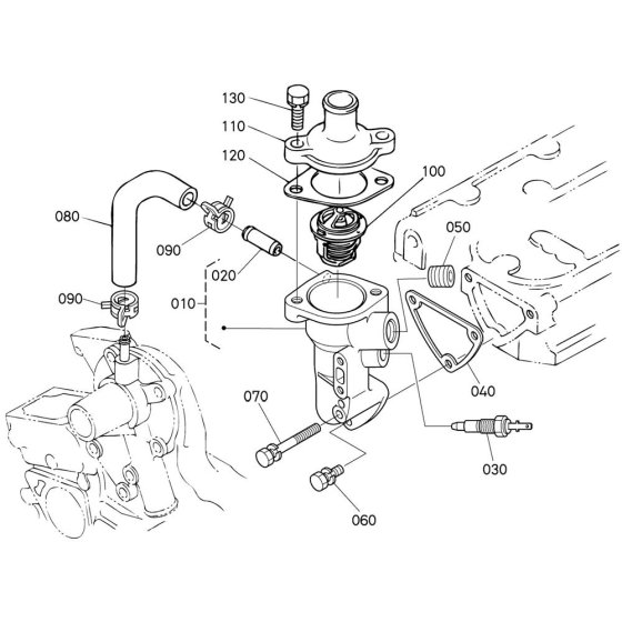 Water Flange Assembly for Kubota D902-E2B Engine