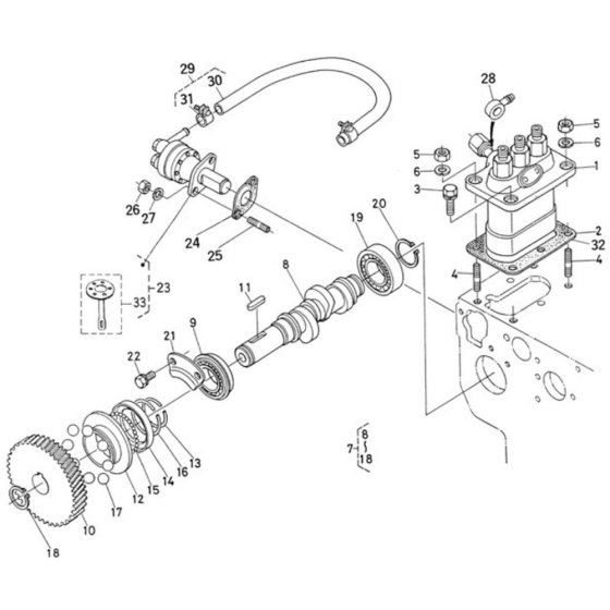 Fuel Camshaft Assembly for Kubota D950-BBS Engine