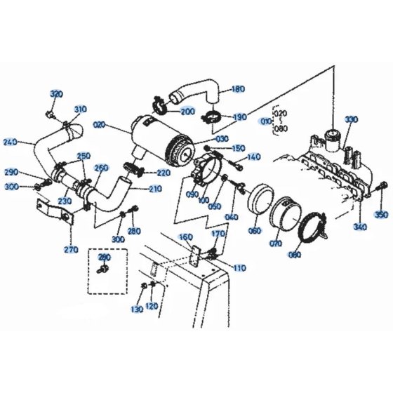 Air Cleaner Assembly for Kubota KH101 Mini Excavator