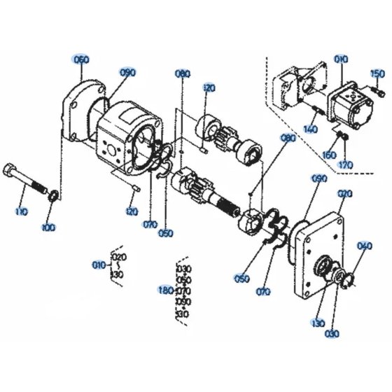 Gear Pump Assembly -1 for Kubota KH101 Mini Excavator