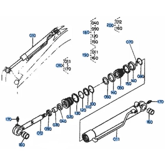 Arm Cylinder Assembly for Kubota KH101 Mini Excavator