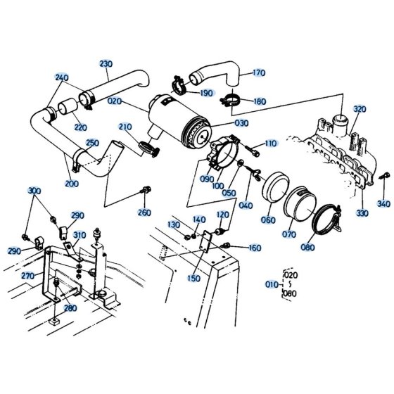 Air Cleaner Assembly for Kubota KH151 Mini Excavator