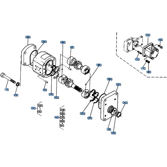 Gear Pump Assembly -1 for Kubota KH151 Mini Excavator